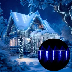 Lichterkette Weihnachten Eiszapfen Blau 13m