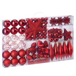 Weihnachtskugeln Rot 102 tlg in matt glänzend & glitzernd