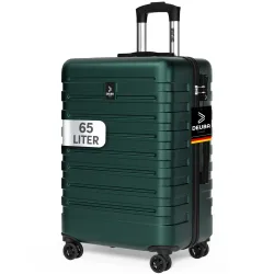 monzana® Hartschalenkoffer New York Dunkelgrün 65L Rollen 360º ABS