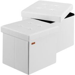 Sitzhocker 2er-Set Weiß Kunstleder 38x38x38cm faltbar