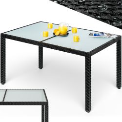 Polyrattan Gartentisch Schwarz 150x90x75cm Glas
