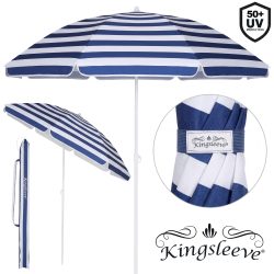 Sonnenschirm Cyprus Blau/Weiß 180cm UV-Schutz 50+ Neigefunktion