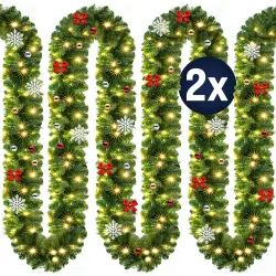 Weihnachtsgirlande 2er-Set 10m In-/Outdoor geschmückt