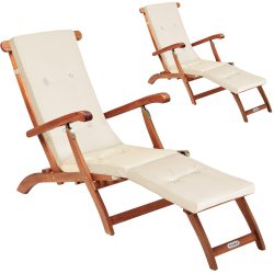 Gartenliege Queen Mary® 2er-Set Akazie FSC®-zertifiziert inkl Auflage Creme