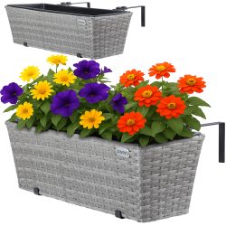Polyrattan Blumenkasten 2er-Set Grau
