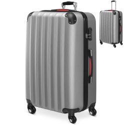 Hartschalenkoffer XL Rollen 360º Reisekoffer 90L Silber ABS