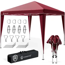 Faltpavillon 3x3m Pop-Up Weinrot Schnellaufbau UV-Schutz 50+ wasserdicht stabil
