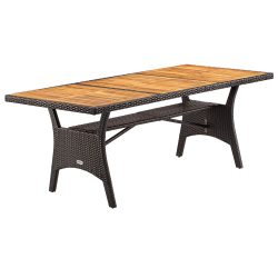 Polyrattan Gartentisch Takeo Braun 190x90x74cm Akazie