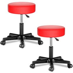 Rollhocker Kunstleder 2er-Set Rot 360° drehbar