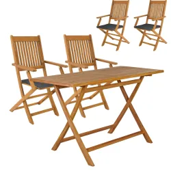 Garten-Sitzgruppe Bari 5-tlg Akazienholz FSC®-zertifiziert Sitzkissen Anthrazit