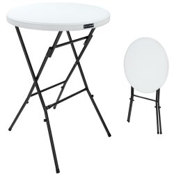 Stehtisch klappbar Kunststoff Ø72cm Weiß
