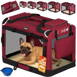 Hundebox faltbar M 60x42x44cm Dunkelrot