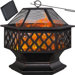 Feuerschale sechseckig 70x60,5x62,5cm inkl Abdeckung