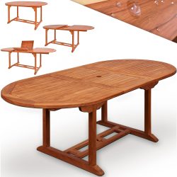 Gartentisch ausziehbar 150?200cm Eukalyptusholz wetterfest Schirmhalter