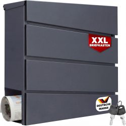 Briefkasten mit Zeitungsrohr Anthrazit Stahl