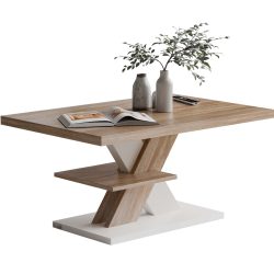 Couchtisch Detroit Weiß/Sonoma Eiche 90x60x45cm
