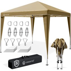 Faltpavillon 3x3m Pop-Up Beige Schnellaufbau UV-Schutz 50+ wasserdicht stabil