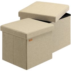 Sitzhocker 2er-Set Beige 38x38x38cm faltbar