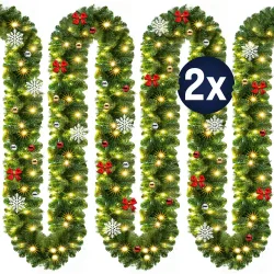 Weihnachtsgirlande 5m 2er-Set In-/Outdoor geschmückt