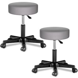 Rollhocker Kunstleder 2er-Set Grau 360° drehbar