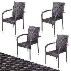 Polyrattan Stapelstuhl Comfort 4er-Set Braun