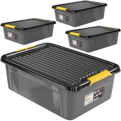 Aufbewahrungsbox 4er-Set Grau/Anthrazit 58x39x16cm stapelbar