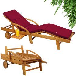 Gartenliege Tami Sun® Akazie inkl Auflage Rot