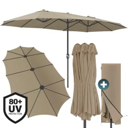 Doppelsonnenschirm Taupe UV-Schutz 80+