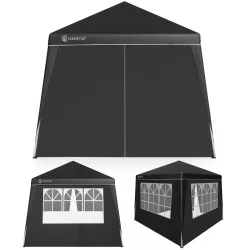 Casaria®, Faltpavillon Capri Schwarz 3x3m inkl 4 Seitenwänden UV-Schutz 50+