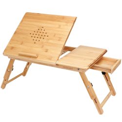 Laptoptisch Bambus 55x28x35cm Belüftungslöcher & Schublade