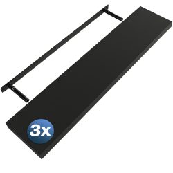 Wandregal Schweberegal 110cm 3er-Set Schwarz + Halterung