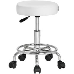 Rollhocker Kunstleder Weiß 360° drehbar Fußablage