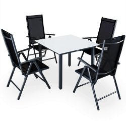 Garten-Sitzgruppe Bern 5-tlg Anthrazit Alu Milchglas