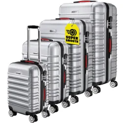 Hartschalenkoffer Set 4tlg Rollen 360º Silber ABS