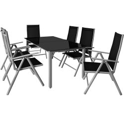 Garten-Sitzgruppe Bern 7-tlg Silber Alu