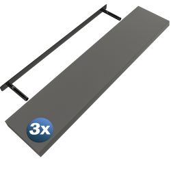 Wandregal Schweberegal 110cm 3er-Set Grau + Halterung