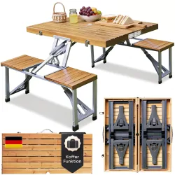 Campingtisch Holz Alu für 4 Personen klappbar