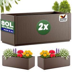Blumentopf Ethica 2er-Set Braun Kunststoff 80x36x36cm