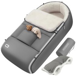 Babyfußsack Grau Kinderwagen geeignet mit Beutel