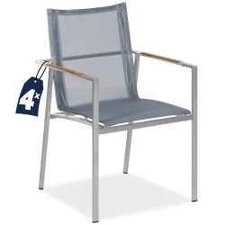 Gartenstuhl Monza 4er-Set Grau stapelbar