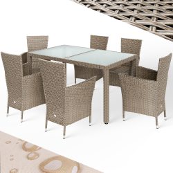 Polyrattan Garten-Sitzgruppe 7-tlg Creme/Creme