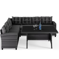 Polyrattan Ecklounge Lissabon Grau/Anthrazit inkl Kissen