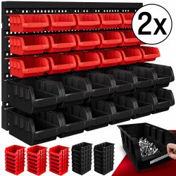 Werkzeugwand 2er-Set Schwarz/Rot mit je 30 Stapelboxen