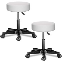 Rollhocker Kunstleder 2er-Set Weiß 360° drehbar