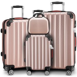 Hartschalenkoffer Set 4-tlg mit Zubehör Rollen 360º Rosé ABS