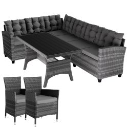 Polyrattan Ecklounge Lissabon Grau/Anthrazit inkl 2 Stühlen