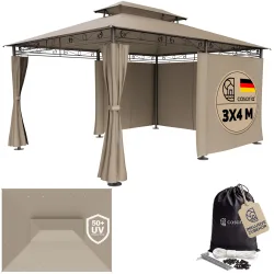 Pavillon Topas Taupe 3x4m UV-Schutz 50+