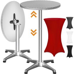 Stehtisch Silber 115x60cm + Husse Rot Ø60cm