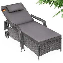Polyrattan Gartenliege Grau/Anthrazit 193x90x43cm