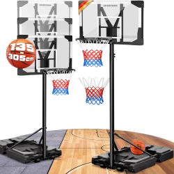 Basketballkorb Outdoor höhenverstellbar 135 ?305 cm stabil wetterfest mit Ständer 60 kg Sockel Rollen